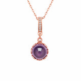 Craftuneed women purple crystal pendant necklace 18K rose gold plated necklace gift
