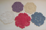 A handmade crochet floral style lace doilies tableware in various colours Sold by per piece