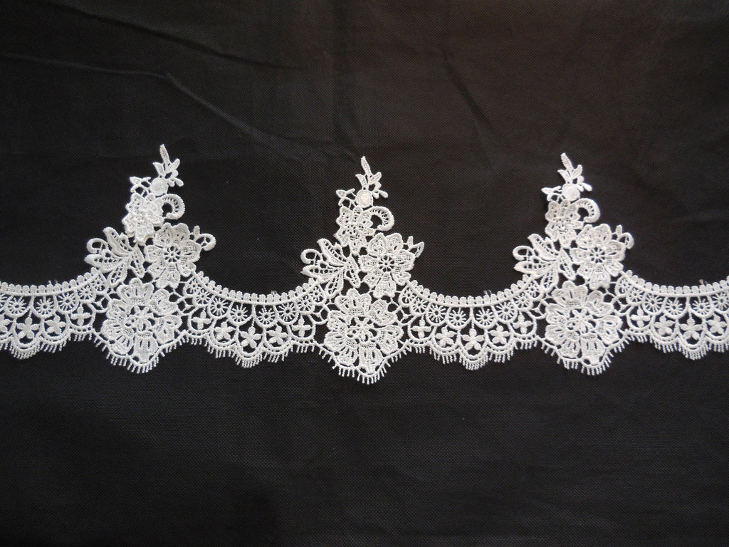 Ivory cotton embroidery floral lace trim / bridal Wedding ivory lace trim is for sale. Sold by Per Yard 90cm