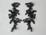 Craftuneed a mirror pair of black floral sequins lace applique sew on sequins tulle lace motif patch