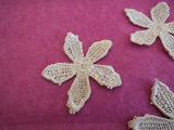 Craftuneed 6 pieces of beige little floral lace applique sew on embroidered flower lace motif patch