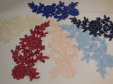 A floral cotton lace applique / dress sewing lace motif is for sale. various colours