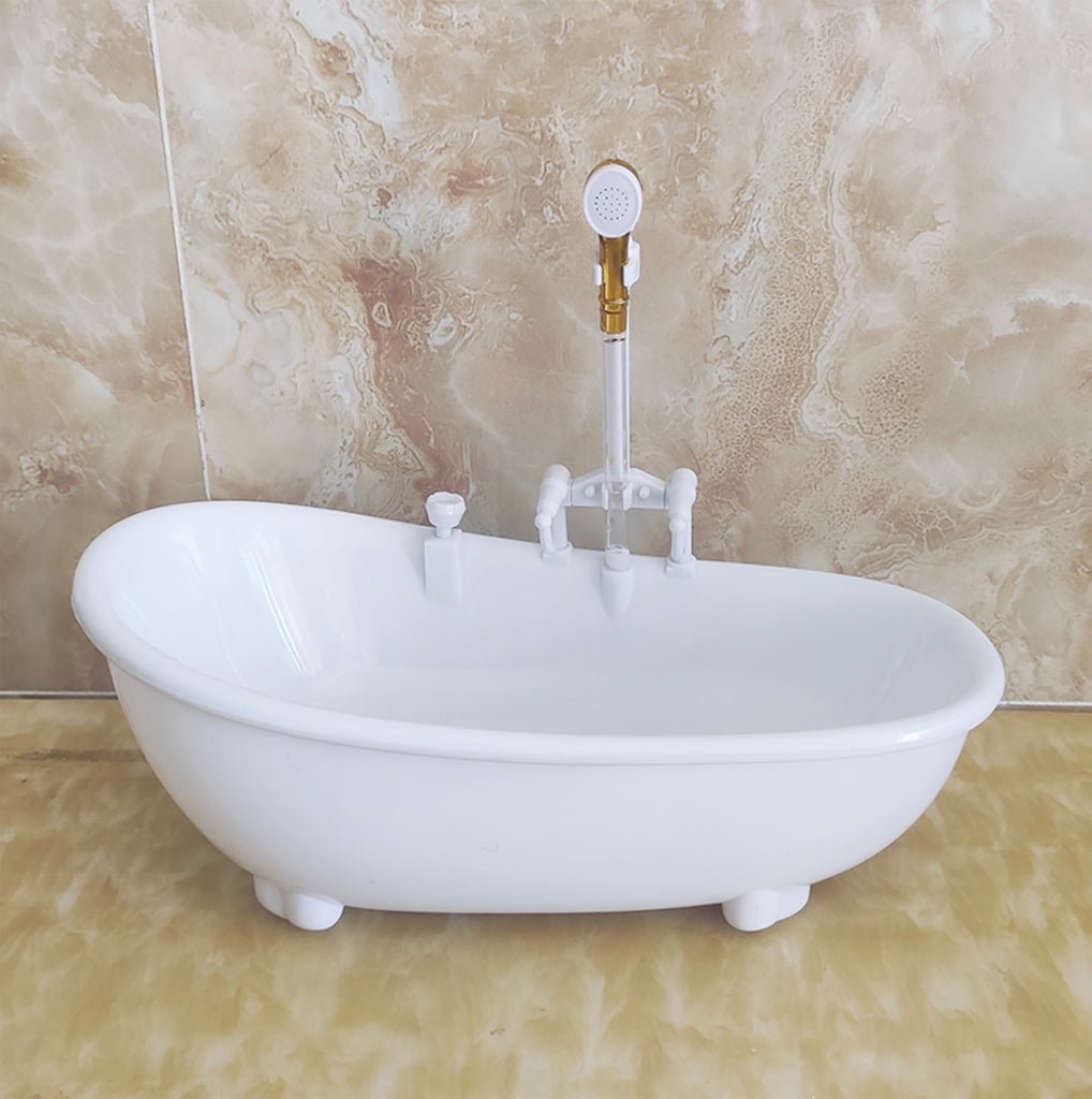 Craftuneed 1:6 full length stand mirror bath tub bath shower mixer tap for barbie doll miniature dollhouse furniture props