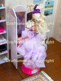 1:6 Scale Miniature Wardrobe Closet with Full-Length Mirror | Flat Pack Dollhouse Furniture