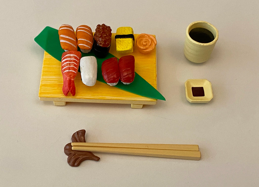 Craftuneed 1:6 miniature dollhouse mini doll assorted Japanese sushi food and drink hotpot restaurant props for Barbie doll