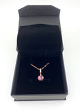 Craftuneed women purple crystal pendant necklace 18K rose gold plated necklace gift