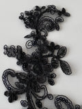 Craftuneed a mirror pair of black floral sequins lace applique sew on sequins tulle lace motif patch
