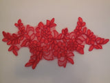 A Red bridal floral lace Applique/ wedding lace motif for sale. 22.2x11cm by pcs