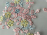 Craftuneed a mirror pair pastel colour floral lace motif sew on flower lace applique patch