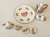 Craftuneed 1:6 miniature dollhouse china tea set 8pcs mini floral tea cup tea pot decor for barbie doll