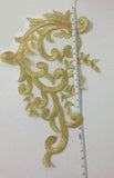 Craftuneed A pair of gold cord floral lace motif sew on mirror match pair flower lace applique patch