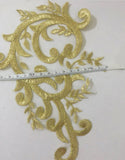 Craftuneed A pair of gold cord floral lace motif sew on mirror match pair flower lace applique patch