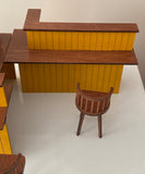 Craftuneed 1:6 miniature dollhouse handmade Japanese sushi restaurant bar table chair for barbie doll furniture