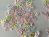 Craftuneed a mirror pair pastel colour floral lace motif sew on flower lace applique patch