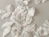 Craftuneed A Mirror pair ivory floral lace appliques sew on cotton embroidered on tulle lace motif patch