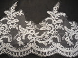 Ivory luxury Floral Bridal Wedding lace trim / dress lace trim sold by Per Yard