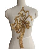 Craftuneed a mirror pair gold sequins lace applique sew on dancing costume floral lace motif patch