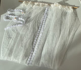 Craftuneed Handmade 1:6 dollhouse curtains ivory tulle curtains lace sash holder for barbie 39cm X 42.5cm high quality
