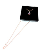 Craftuneed women purple crystal pendant necklace 18K rose gold plated necklace gift