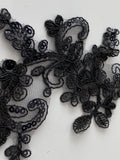 Craftuneed a mirror pair of black floral sequins lace applique sew on sequins tulle lace motif patch
