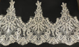 off white silver cord sequined lace trim bridal embroidered tulle lace trim Sold by Per Yard 90cm