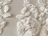 Craftuneed A Mirror pair ivory floral lace appliques sew on cotton embroidered on tulle lace motif patch