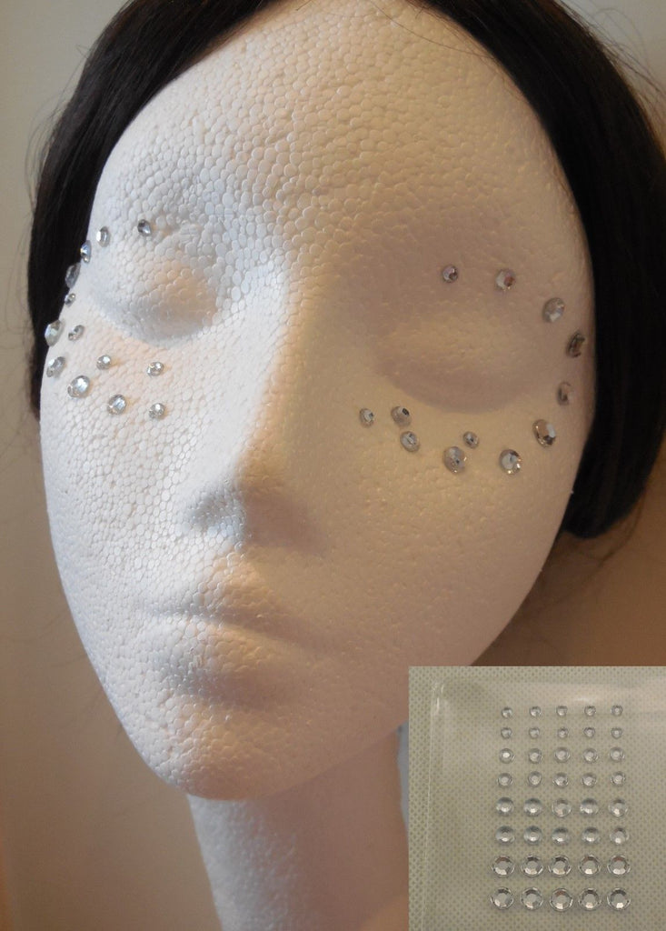 A silver & clear face gems art tattoo sticker Festival temporary eyes body tattoos