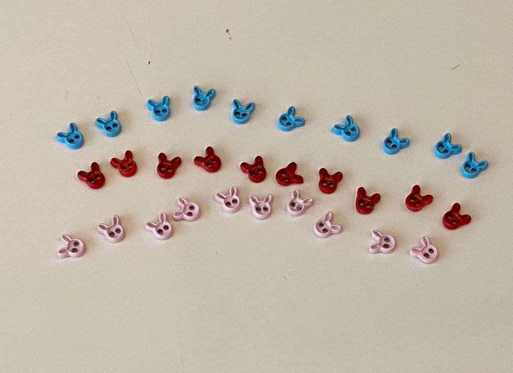 Craftuneed Job lot doll making mini buttons 4mm sew on 2 hole flat buttons in rabbit flower shapes for doll clothes sewing