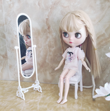 Craftuneed 1:6 full length stand mirror bath tub bath shower mixer tap for barbie doll miniature dollhouse furniture props