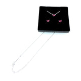 Craftuneed women 925 silver necklace zircon stone rose pink heart necklace & earring set gift