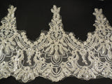 off white silver cord sequined lace trim bridal embroidered tulle lace trim Sold by Per Yard 90cm