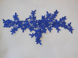 A piece of blue or black or white or ivory Bridal floral lace applique / dress lace motif is for sale