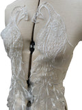 Craftuneed a Pair of ivory peacock embroidered lace appliques sew on bolero tulle lace motif patch