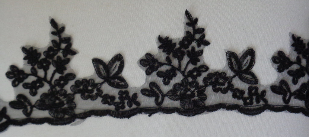 baby pink or red or black floral tulle lace trim sewing embroidered lace trim is for sale. sold by Per Yard 90cm