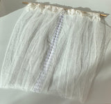 Craftuneed Handmade 1:6 dollhouse curtains ivory tulle curtains lace sash holder for barbie 39cm X 42.5cm high quality