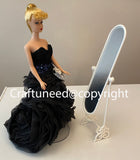 Craftuneed 1:6 full length stand mirror bath tub bath shower mixer tap for barbie doll miniature dollhouse furniture props