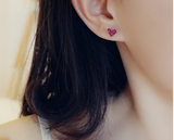 Craftuneed women 925 silver necklace zircon stone rose pink heart necklace & earring set gift