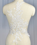 A large bridal wedding ivory bolero lace applique cotton tulle floral lace motif is for sale. Sold by per piece