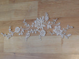 An ivory & silver cords bridal wedding lace applique / floral tulle lace motif sold By Piece