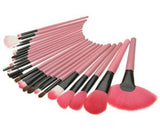 Professional 24 pcs pink soft fibre foundation makeup powder brushes set PU bag