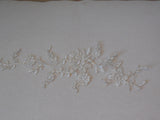 An ivory & silver cords bridal wedding lace applique / floral tulle lace motif sold By Piece