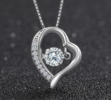 Craftuneed women 925 sterling silver necklace women zircon heart pendant necklace gift