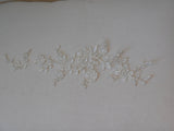 An ivory & silver cords bridal wedding lace applique / floral tulle lace motif sold By Piece