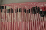Professional 24 pcs pink soft fibre foundation makeup powder brushes set PU bag