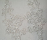 A pair of beige & grey mixed colours floral lace collar appliques collar lace motifs for sale. Sold by per pair of motifs