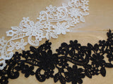 A black or off white bridal wedding cotton lace applique sewing floral lace motif is for sale . sold By piece