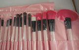 Professional 24 pcs pink soft fibre foundation makeup powder brushes set PU bag