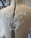 Craftuneed Bundle 5pcs ivory floral cotton lace applique sew on bridal wedding embroidered bolero lace motif patch