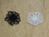 A Small doubled layered black or off white or red organza floral lace applique / lace motif is for sale