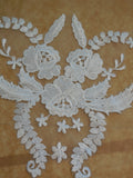 Craftuneed Bundle 5pcs ivory floral cotton lace applique sew on bridal wedding embroidered bolero lace motif patch